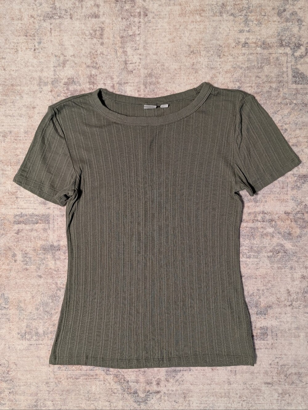 GAP Olive Ribbed Short Sleeve Crew Tee